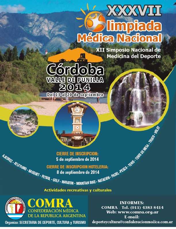 XXXVII Olimpiadas Médicas Nacionales 2014, Valle de Punilla, Córdoba