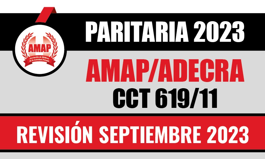 Ajuste paritario septiembre 2023 CCT 619/11 AMAP-ADECRA