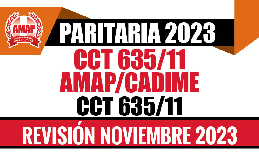 Ajuste paritario noviembre 2023 CCT 635/11 AMAP-CADIME