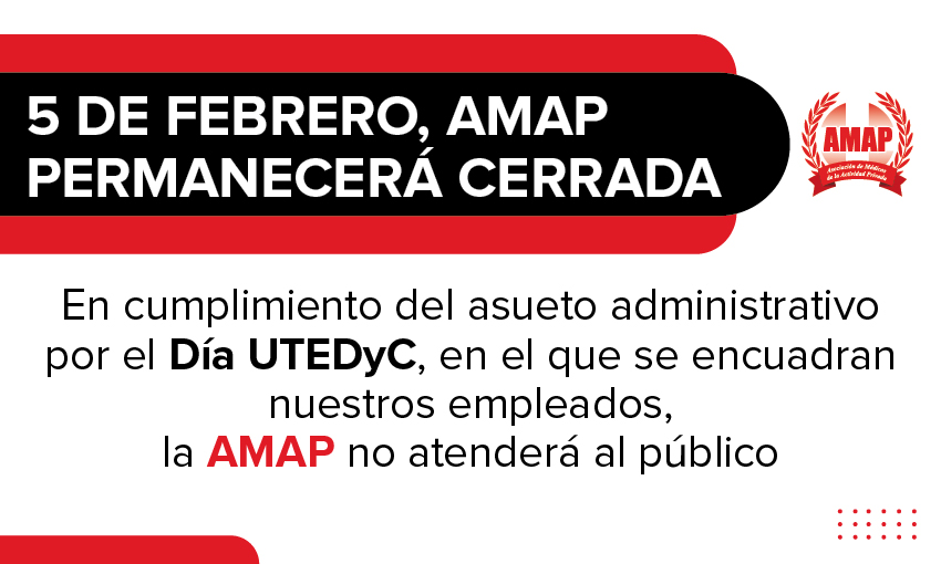 5 de febrero, AMAP y el Centro Cultural y de Capacitación Prof. Dr. Ramón Carrillo permanecerán cerrados