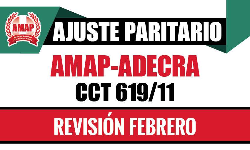 Paritaria 2023. Ajuste febrero 2024 CCT 619/11 AMAP-ADECRA