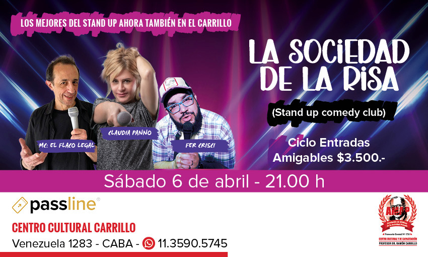 Ciclo «La Sociedad de la Risa», comedia  y stand up del día 6 de abril