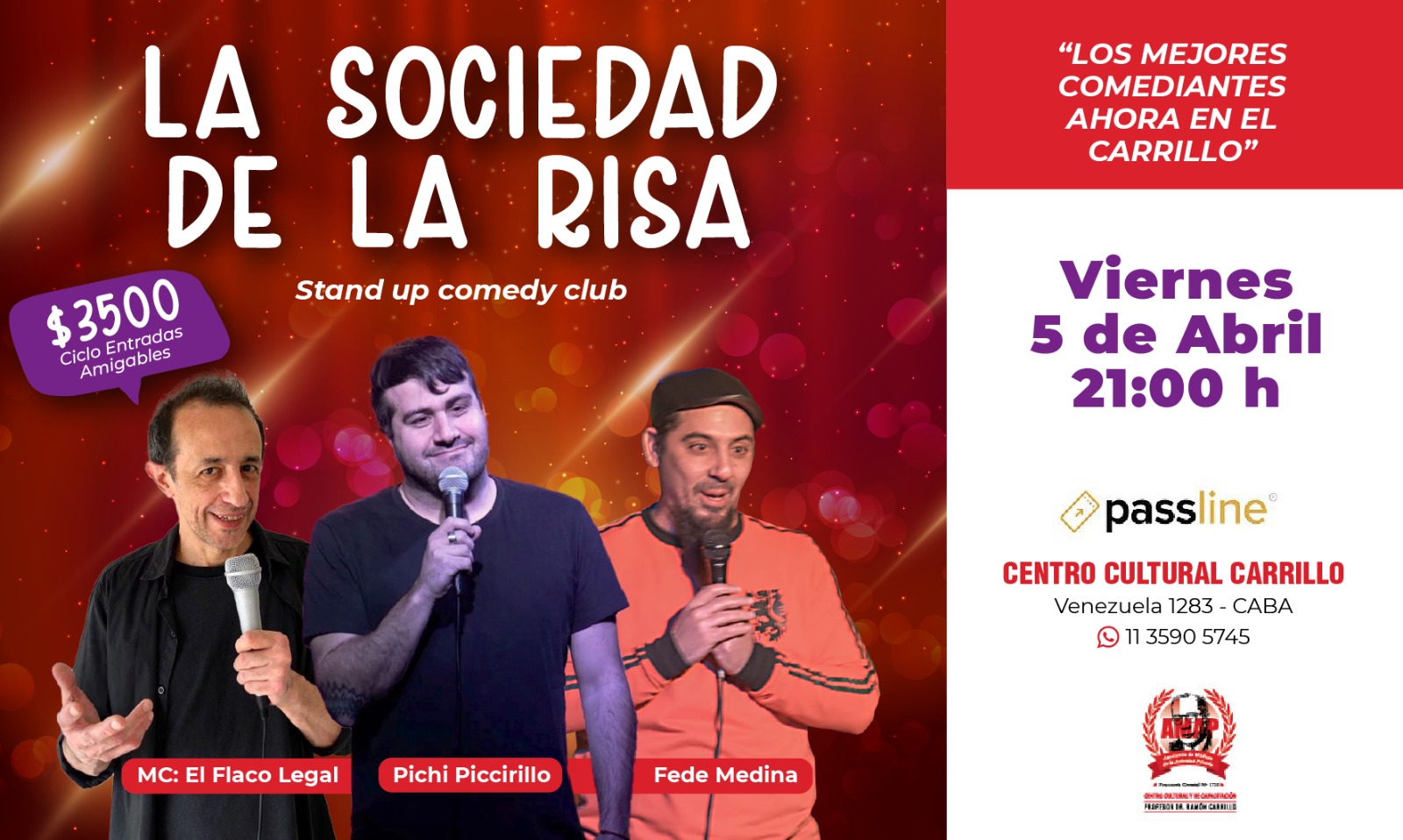 Ciclo «La Sociedad de la Risa», comedia  y stand up del día 5 de abril