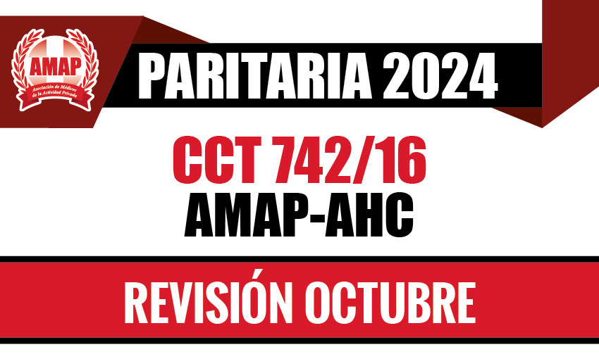 Paritaria 2024. Ajuste mes de octubre del CCT 742/16 AMAP-AHC (Asociación de Hospitales de Colectividades)