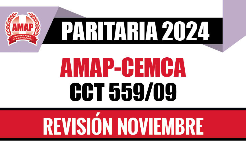 Paritaria 2024. Ajuste mes de noviembre del CCT 559/09 AMAP-CEMCA